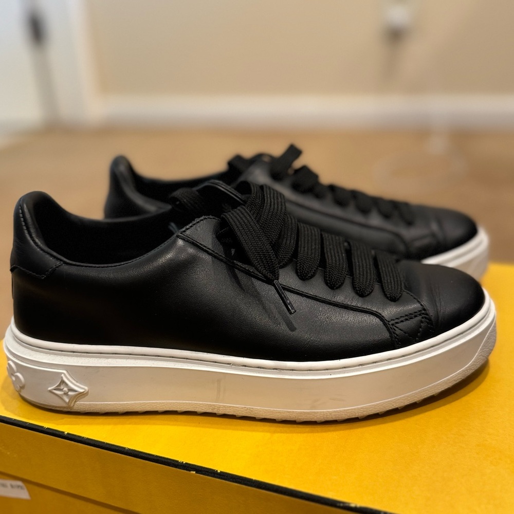 Louis Vuitton Timeout Sneakers, Black Calfskin Leather, worn twice
